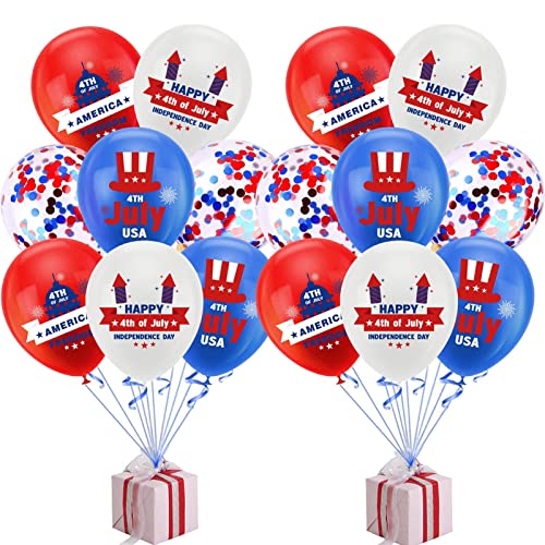 usefulbeauty Unabhängigkeitstag-Ballon, blaue Verzierung, rote und blaue Latexballons,16 Stück multifunktionale Ballonornamente - Patriotisches weißes und rot-blaues Konfetti für den Veteranentag am von usefulbeauty