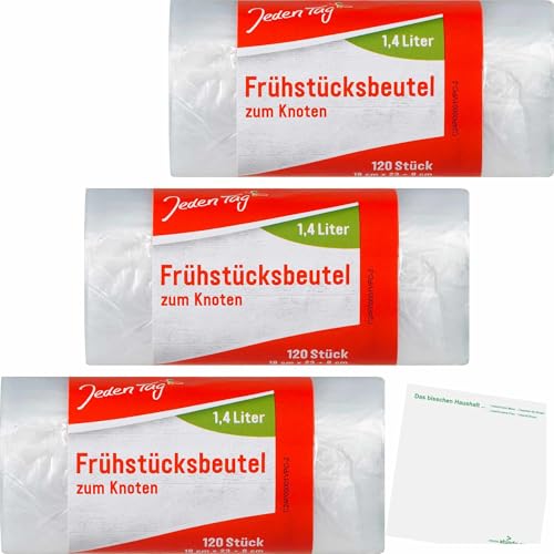 usy Bundle für Jeden Tag Frühstücks-Beutel zum Knoten 1,4 3er Pack (3x120Stk) + usy Block von usy
