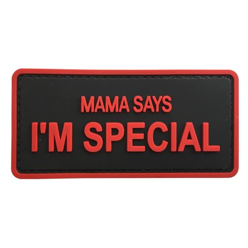 uuKen Aufnäher "Mama Says I'm Special", PVC, 8,5 x 3,5 cm, mit Hakenverschluss, Rückseite für Westen, Kleidung, Taschen, Rucksäcke, Hundegeschirr, Hüte, Rot uuKen Aufnäher "Mama Says I'm Special", PVC, 8,5 x 3,5 cm, mit Hakenverschluss, Rückseite für Westen, Kleidung, Taschen, Rucksäcke, Hundegeschirr, Hüte, Rot von uuKen