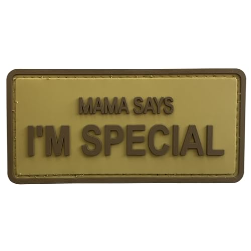 uuKen Aufnäher mit Aufschrift "Mama Says I'm Special", PVC, Coyote Tan mit Hakenverschluss, für Hundegeschirr, Hüte, Westen, Taschen, Rucksäcke, 8,5 x 3,5 cm, Hellbraun (Coyote Tan) von uuKen