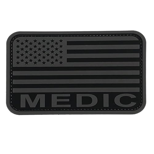 uuKen Aufnäher mit Medic-Flagge, 7,6 x 12,7 cm, PVC, mit Hakenverschluss, für Erste-Hilfe-Set, Tasche, Westen, Taschen (Grau, L 12,7 x 7,6 cm) von uuKen