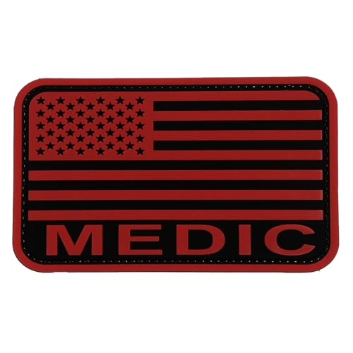 uuKen Aufnäher mit Medic-Flagge, PVC, mit Hakenverschluss, für Erste-Hilfe-Set, Taschen, Rucksäcke, Rot, L 12,7 x 7,6 cm, Rot von uuKen