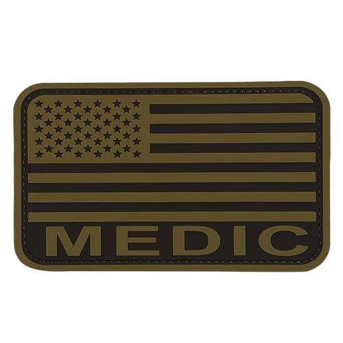 uuKen Aufnäher mit Medic-Flagge, PVC, mit Hakenverschluss, für Westen, Kleidung, Teller, Taschen, Hellbraun, L 12,7 x 7,6 cm von uuKen