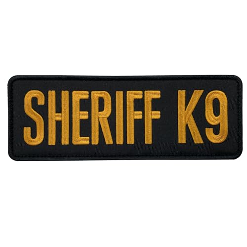 uuKen Große Stickerei, goldgelb, Sheriff, K9, Abteilung, Patch, 21,6 x 7,6 cm, mit Hakenverschluss auf der Rückseite, für taktische Westen, Jacken, Uniform, Plattenträger (goldgelb, groß 21,6 x 7,6 uuKen Große Stickerei, goldgelb, Sheriff, K9, Abteilung, Patch, 21,6 x 7,6 cm, mit Hakenverschluss auf der Rückseite, für taktische Westen, Jacken, Uniform, Plattenträger (goldgelb, groß 21,6 x 7,6 von uuKen