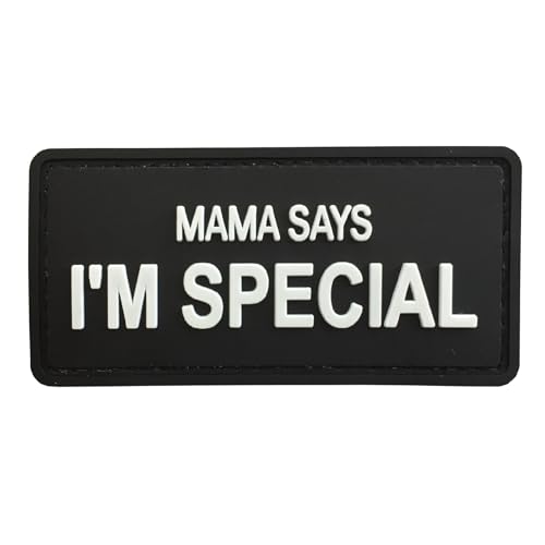 uuKen Mama Says I'm Special Patch Schwarz 8,5 x 3,5 cm PVC mit Hakenverschluss Rückseite für Hüte, Westen, Taschen, Hundegeschirr, Schwarz uuKen Mama Says I'm Special Patch Schwarz 8,5 x 3,5 cm PVC mit Hakenverschluss Rückseite für Hüte, Westen, Taschen, Hundegeschirr, Schwarz von uuKen