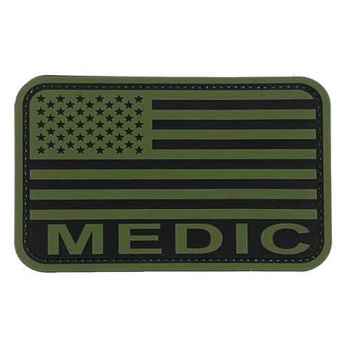 uuKen Medic Flaggen-Patch, PVC, 12,7 x 7,6 cm, Grün, mit Hakenverschluss auf der Rückseite, für Erste-Hilfe-Set, Tasche, Westen, Kleidung, Taschen (Grün, L 12,7 x 7,6 cm) von uuKen