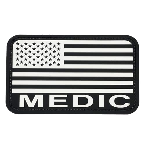 uuKen Medic Flaggen-Patch, PVC, Weiß, 12,7 x 7,6 cm, mit Hakenverschluss, für Erste-Hilfe-Set, Tasche, Westen, Jacken, Taschen (Weiß, L 12,7 x 7,6 cm) von uuKen