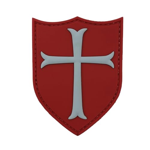 uuKen Tactical Gear Aufnäher mit Tempelritter, Kreuzritter, Militär, taktischer Aufnäher, PVC-Gummi, Rot von uuKen