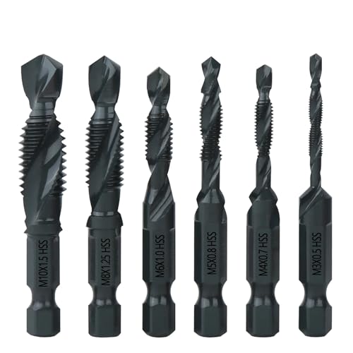 6-teiliges HSS 4241 Gewindebohrer-Set for Metall, M3, M4, M5, M6, M8, M10, Gewindebohrer-Werkzeugset mit Sechskantschaft for Metall 6-teiliges HSS 4241 Gewindebohrer-Set for Metall, M3, M4, M5, M6, M8, M10, Gewindebohrer-Werkzeugset mit Sechskantschaft for Metall von uvmgmync