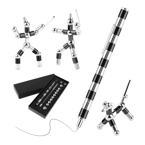 uwobefo Kugelschreiber, Fidget Pen, Geschenk Lustig Multifunktions M'a'g'n'e't -ischer M'a'g'n'e't -stift mit Stylus Stift voll Kreativität Geschenk Farbe: Schwarz Silber (M) von uwobefo