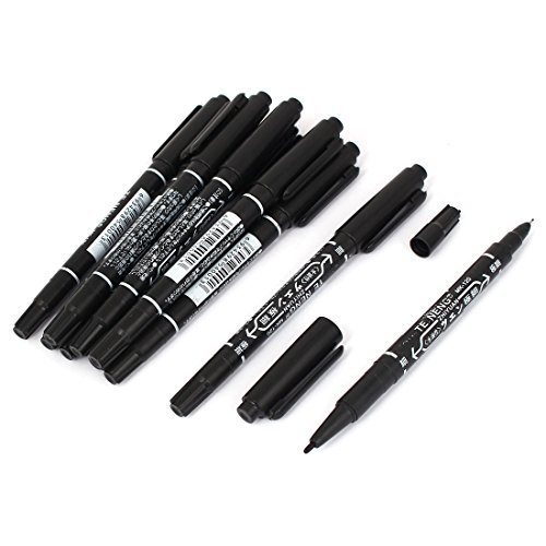 sourcing map 10Stk Doppel Marker Schwarz Wasserdicht Markierstift für Studenten Offiziere sourcing map 10Stk Doppel Marker Schwarz Wasserdicht Markierstift für Studenten Offiziere von uxcell