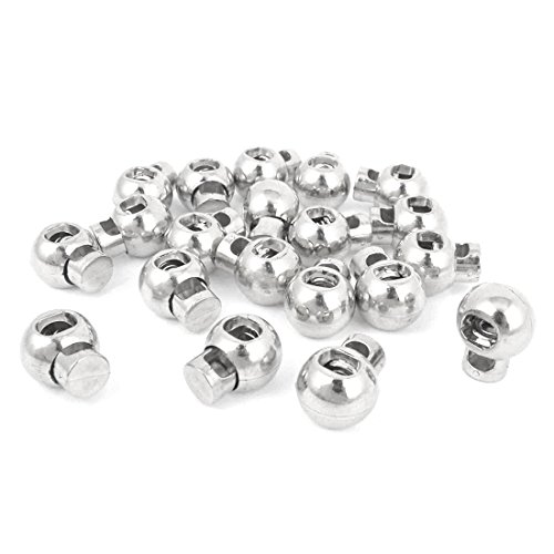 sourcing map 20 STK.Kordelstopper Kordelklemme Einloch Kordelstopper Kordel Schloss Cordlock Stopper 8mm x 5.5mm Silber von uxcell