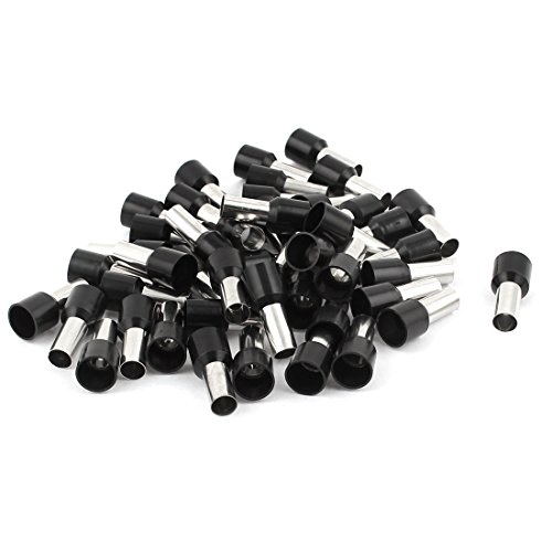 sourcing map 50 Stück 16 mm 2 Crimp Kabelstecker kaltgepresste Klemmen Aderendhülsen Crimpverbinder Schwarz von uxcell