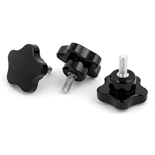 sourcing map 50 mm M8 x 20 mm Außengewinde SternKopf Schraube auf aufspannung Regler – Schwarz/Silber Ton (3-teilig) von uxcell