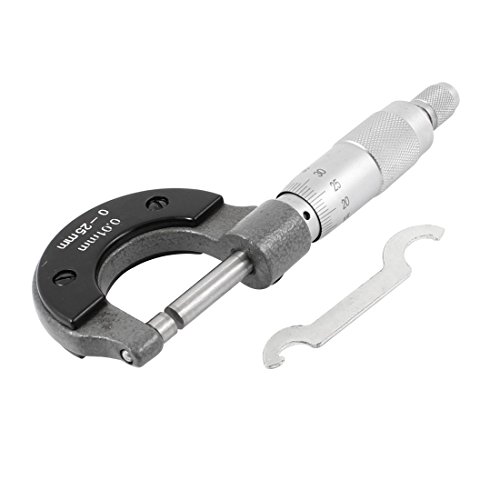 sourcing map Außenmikrometer 0-25 mm Bereich Messschraube 0.01mm Auflösung Mikrometer Edelstahl Hohe Genauigkeit Bügelmessschraube für präzises Messen von Materialstärken von uxcell