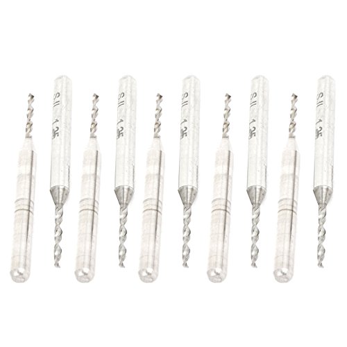 sourcing map 10Stk 1,25mm Spitze 3mm Schaft Spiralnut Wolframkarbid Mikro PCB Bohrer de von uxcell