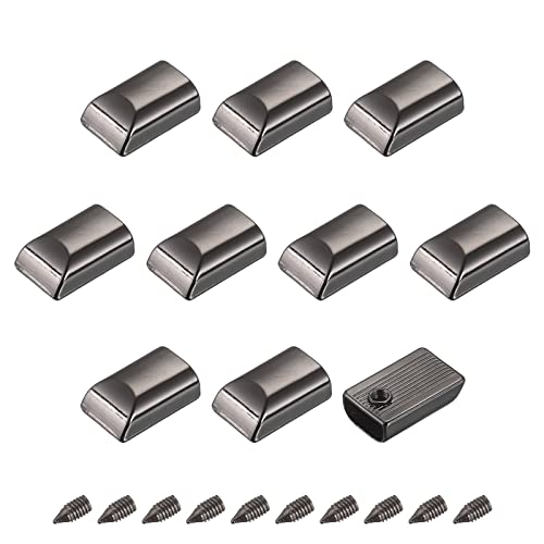 uxcell 20 Stück Metall-Reißverschluss-Stopper, rechteckig, Ersatz mit Schraube für Bastelarbeiten, Taschen, Gepäck, Metallic-Schwarz von uxcell