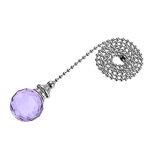 uxcell Deckenventilator-Zugkette, 50,8 cm, Nickel-Finish, Kettenverlängerung, 30 mm, lila Kristallkugel-Anhänger von uxcell