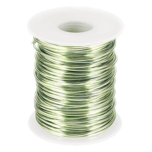 uxcell Eloxierter Aluminiumdraht für Schmuckherstellung, 1,5 mm (16 Gauge), biegbarer, flexibler Draht für Heimwerker, Heimdekoration, Gartenarbeit, Skulptur, Grasgrün von uxcell
