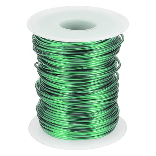 uxcell Eloxierter Aluminiumdraht für Schmuckherstellung, 1,5 mm (16 Gauge), biegbarer, flexibler Draht für Heimwerker, Heimdekoration, Gartenarbeit, Skulptur, Grün von uxcell