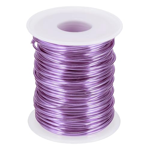 uxcell Eloxierter Aluminiumdraht für Schmuckherstellung, 1,5 mm (16 Gauge), biegbarer, flexibler Draht für Heimwerker, Heimdekoration, Gartenarbeit, Skulptur, Hellviolett von uxcell