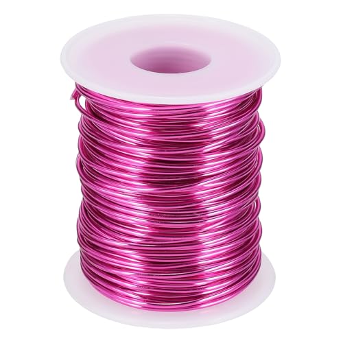 uxcell Eloxierter Aluminiumdraht für Schmuckherstellung, 1,5 mm (16 Gauge), biegbarer, flexibler Draht für Heimwerker, Heimdekoration, Gartenarbeit, Skulptur, Rosarot von uxcell