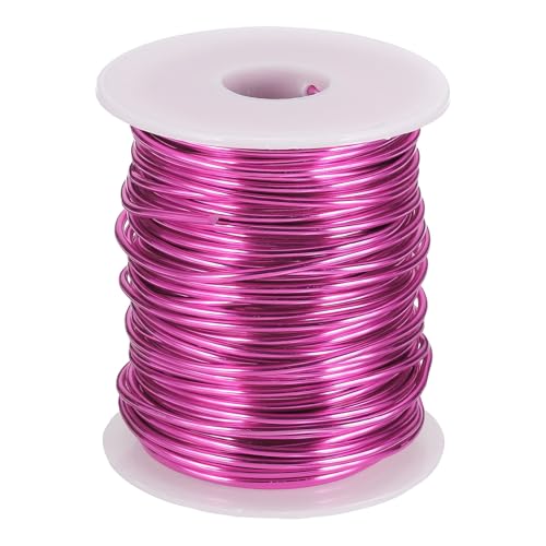 uxcell Eloxierter Aluminiumdraht für Schmuckherstellung, 12 Gauge/2 mm, biegsamer, flexibler Draht für Heimwerker, Heimdekoration, Gartenarbeit, Skulptur, Dunkelrosa von uxcell
