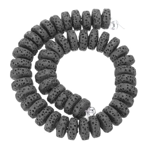 uxcell Graue Vulkansteinperlen, 10 x 4 mm, Diffusorstein für ätherische Öle, lose flache runde Perlen für selbstgemachte Schmuckarmbänder (1 Strang, 45 Stück) von uxcell