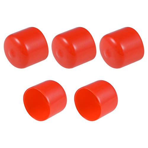 uxcell Gummi-Endkappen, 25 mm, ID, Vinyl, Rundrohr, Bolzenkappe, Abdeckung, Gewinde-Protektoren, Rot, 5 Stück von uxcell