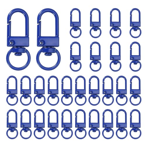 uxcell Karabinerverschlüsse aus Metall, drehbar, mit Schlüsselring, für Schmuckherstellung, Geldbörse, Tasche, Schlüsselanhänger, Blau, 30 Stück von uxcell