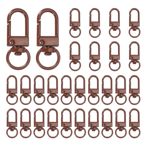 uxcell Karabinerverschlüsse aus Metall, drehbar, mit Schlüsselring, für Schmuckherstellung, Geldbörse, Tasche, Schlüsselanhänger, Braun, 30 Stück von uxcell