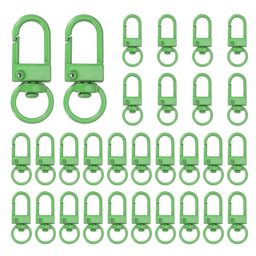 uxcell Karabinerverschlüsse aus Metall, drehbar, mit Schlüsselring, für Schmuckherstellung, Geldbörse, Tasche, Schlüsselanhänger, Grasgrün, 30 Stück von uxcell