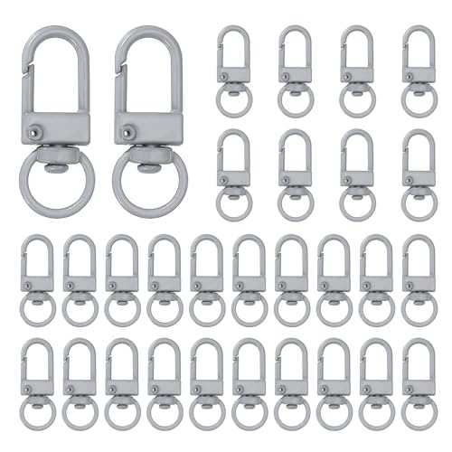 uxcell Karabinerverschlüsse aus Metall, drehbar, mit Schlüsselring, für Schmuckherstellung, Geldbörse, Tasche, Schlüsselanhänger, Grau, 30 Stück von uxcell