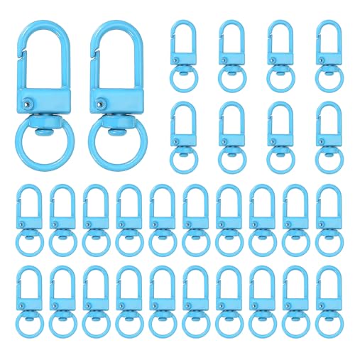 uxcell Karabinerverschlüsse aus Metall, drehbar, mit Schlüsselring, für Schmuckherstellung, Geldbörse, Tasche, Schlüsselanhänger, Himmelblau, 30 Stück von uxcell