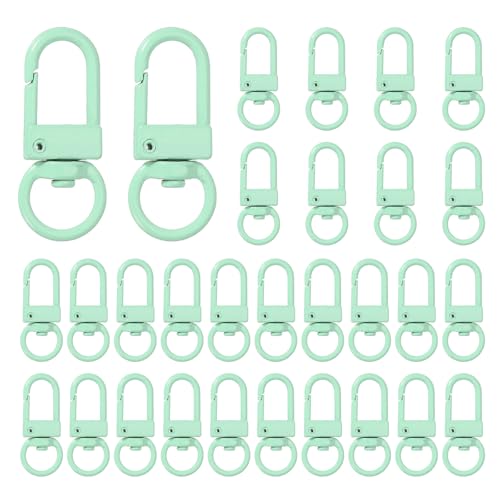uxcell Karabinerverschlüsse aus Metall, drehbar, mit Schlüsselring, für Schmuckherstellung, Geldbörse, Tasche, Schlüsselanhänger, Mintgrün, 30 Stück von uxcell