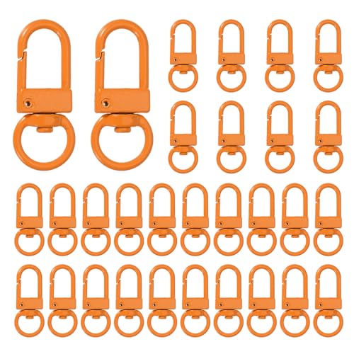 uxcell Karabinerverschlüsse aus Metall, drehbar, mit Schlüsselring, für Schmuckherstellung, Geldbörse, Tasche, Schlüsselanhänger, Orange, 30 Stück von uxcell