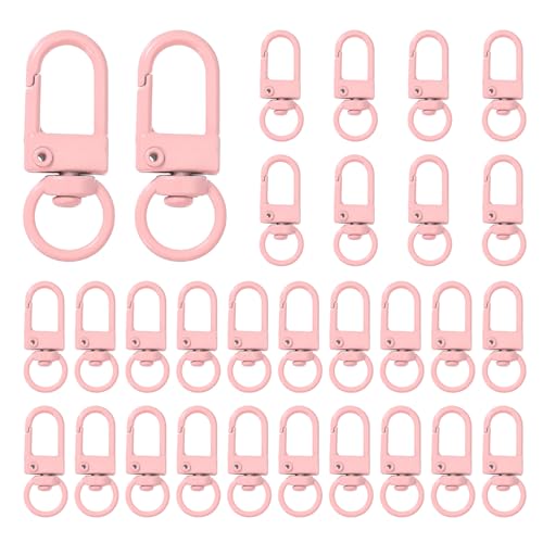 uxcell Karabinerverschlüsse aus Metall, drehbar, mit Schlüsselring, für Schmuckherstellung, Geldbörse, Tasche, Schlüsselanhänger, Pfirsichrosa, 30 Stück von uxcell