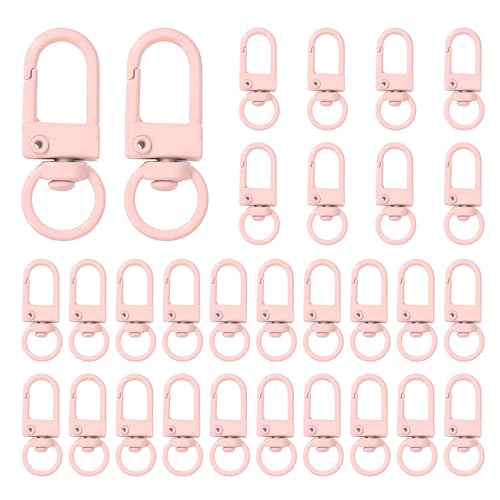 uxcell Karabinerverschlüsse aus Metall, drehbar, mit Schlüsselring, für Schmuckherstellung, Geldbörse, Tasche, Schlüsselanhänger, Rosa, 30 Stück von uxcell