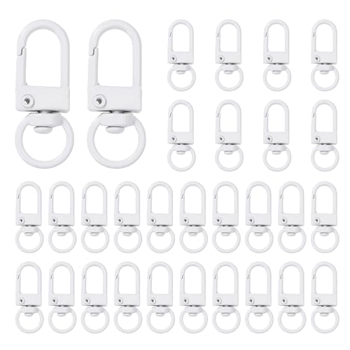 uxcell Karabinerverschlüsse aus Metall, drehbar, mit Schlüsselring, für Schmuckherstellung, Geldbörse, Tasche, Schlüsselanhänger, Weiß, 30 Stück von uxcell