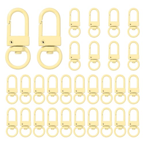 uxcell Karabinerverschlüsse aus Metall, mit Drehgelenk, Schlüsselring, Schlüsselring, für Schmuckherstellung, Geldbörse, Tasche, Schlüsselanhänger, Beige, 30 Stück von uxcell