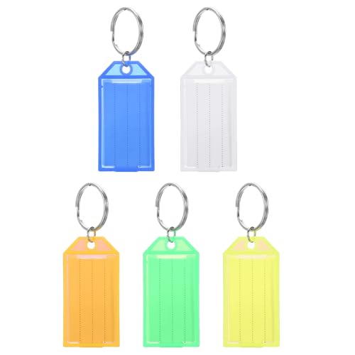 uxcell Kunststoff-Schlüsselanhänger, Schlüsselkennzeichnungen mit Spaltring-Etiketten, Fenster, 58 x 28 mm, für Gepäck, Büro, Hotel, 5 verschiedene Farben, 20 Stück von uxcell