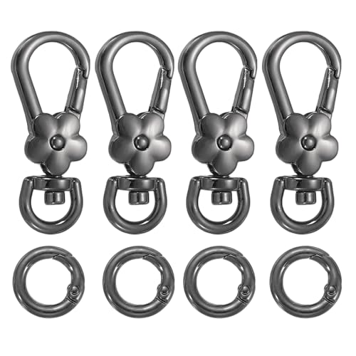 uxcell Metall-Karabinerverschlüsse, Blumen-Drehgelenk, Karabinerhaken, Schlüsselanhänger mit Federring für Schmuckherstellung, Geldbörse, Tasche, Schlüsselanhänger, Pistolenschwarz, 4 Stück von uxcell