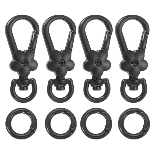 uxcell Metall-Karabinerverschlüsse, Blumen-Drehgelenk, Karabinerhaken, Schlüsselanhänger mit Federring für Schmuckherstellung, Geldbörse, Tasche, Schlüsselanhänger, Verbindungsstück, Mattschwarz, 4 von uxcell