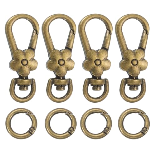 uxcell Metall-Karabinerverschlüsse, Blumen-Drehgelenk, Karabinerhaken, Schlüsselanhänger mit Federring für Schmuckherstellung, Geldbörse, Tasche, Schlüsselanhänger, Verbindungsstück, Vintage-Kupfer, 4 von uxcell