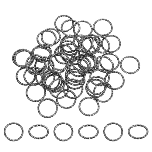 uxcell Offene Binderinge, 18 mm, gedrehte O-Ringverbinder für Bastelarbeiten, Armbänder, Halsketten, Schmuckherstellung, Schwarz, 50 Stück von uxcell