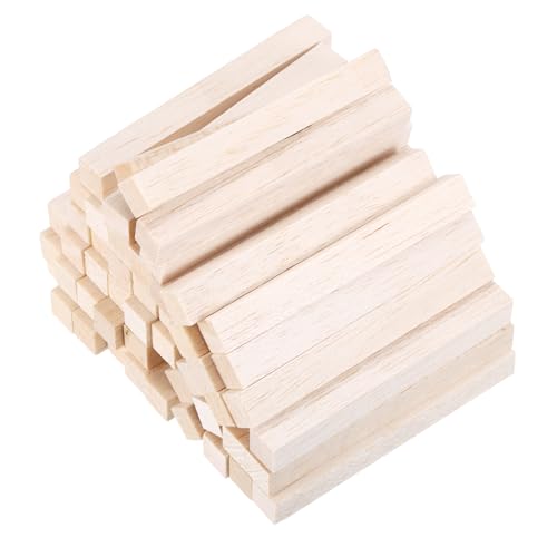 uxcell Quadratische Holzdübelstäbe, 1,27 x 10,27 cm, 50 Stück, unlackierte Hartholzstäbe, Holzstreifen für Holzbearbeitung, Handwerk, Kunst von uxcell