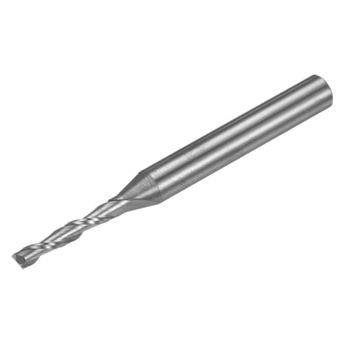 uxcell Spiral-CNC-Fräser-Bit, 0,3 cm Durchmesser, 0,64 cm Schaft, hochgeschnitten, 2 Rillen, Vollhartmetall-Schaftfräser-Bits mit 1,9 cm Schnittlänge für Holz, Kunststoff, Weichmetall, Aluminium von uxcell