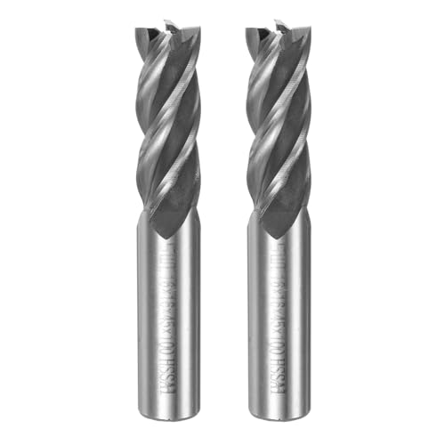 uxcell Spiralfräser, Spiralfräser, 4 Rillen, HSS-AL, gerader Schaft, 16 x 16 x 50 x 100 mm, 2 Stück von uxcell