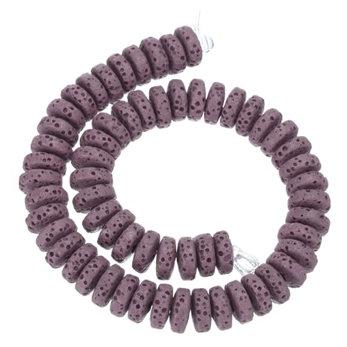 uxcell Violette Vulkansteinperlen, 8 x 3 mm, Diffusorstein für ätherisches Öl, lose flache runde Perlen für DIY-Schmuck, Armbänder (1 Strang, 55 Stück) von uxcell