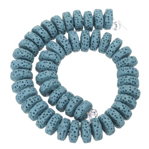 uxcell Vulkanstein-Perlen, puderblau, 10 x 4 mm, Diffusorstein für ätherisches Öl, lose flache runde Perlen für selbstgemachte Schmuckarmbänder (1 Strang, 45 Stück) von uxcell
